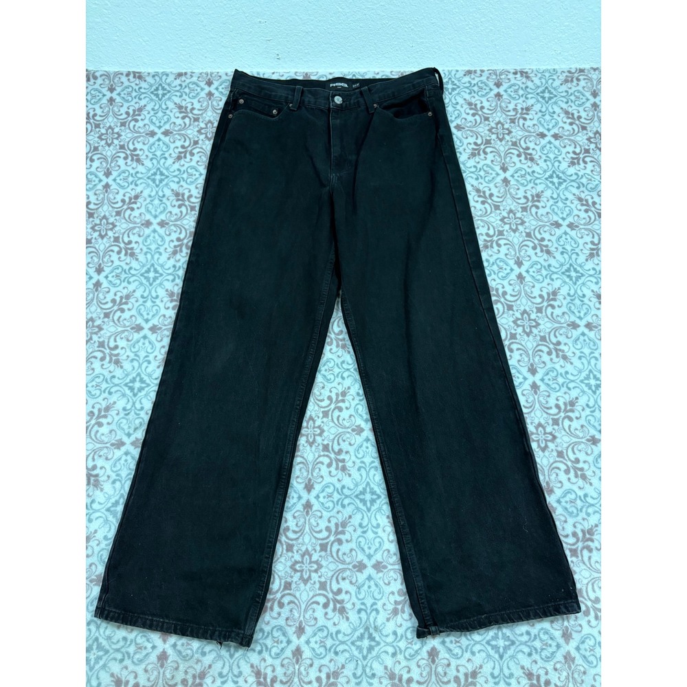 RSQ Baggy Black Denim Jeans Mens 31x32 Wide Leg Skater Streetwear Pants
